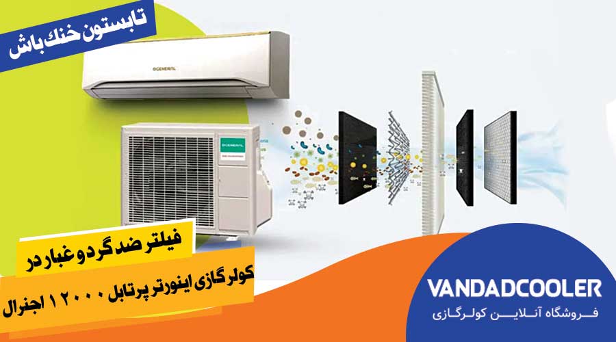 فیلتر ضد گرد و غبار در کولر گازی اینورتر پرتابل 12000 اجنرال